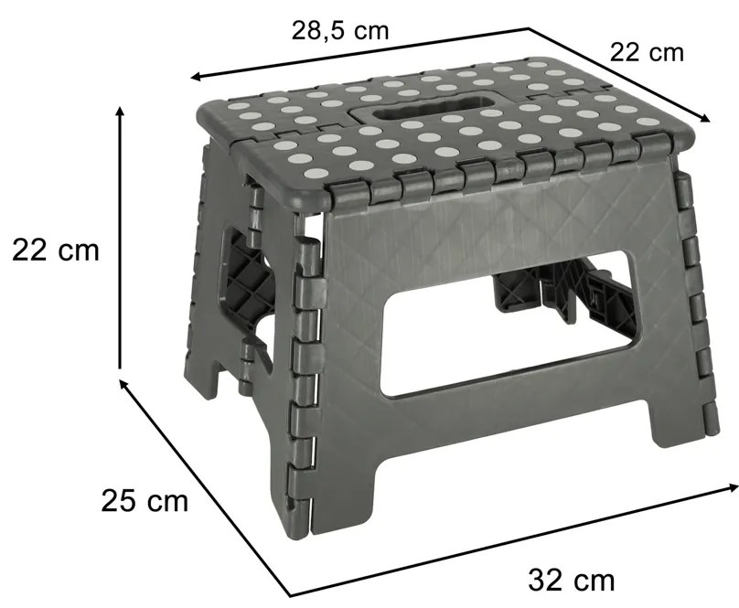 IKO Skladacia plastová stolička – sivá 22cm