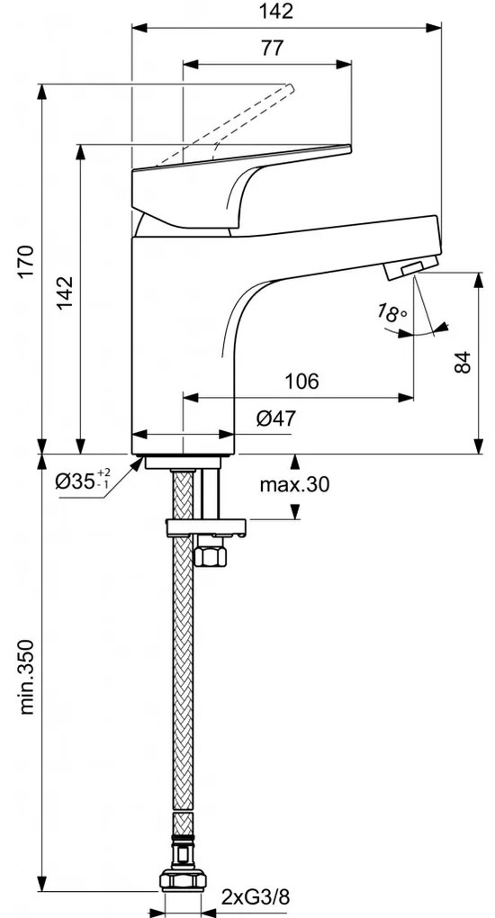 Ideal Standard Ideal Standard Cerabase - Umývadlová batéria bez odtokovej garnitúry, chróm BC827AA