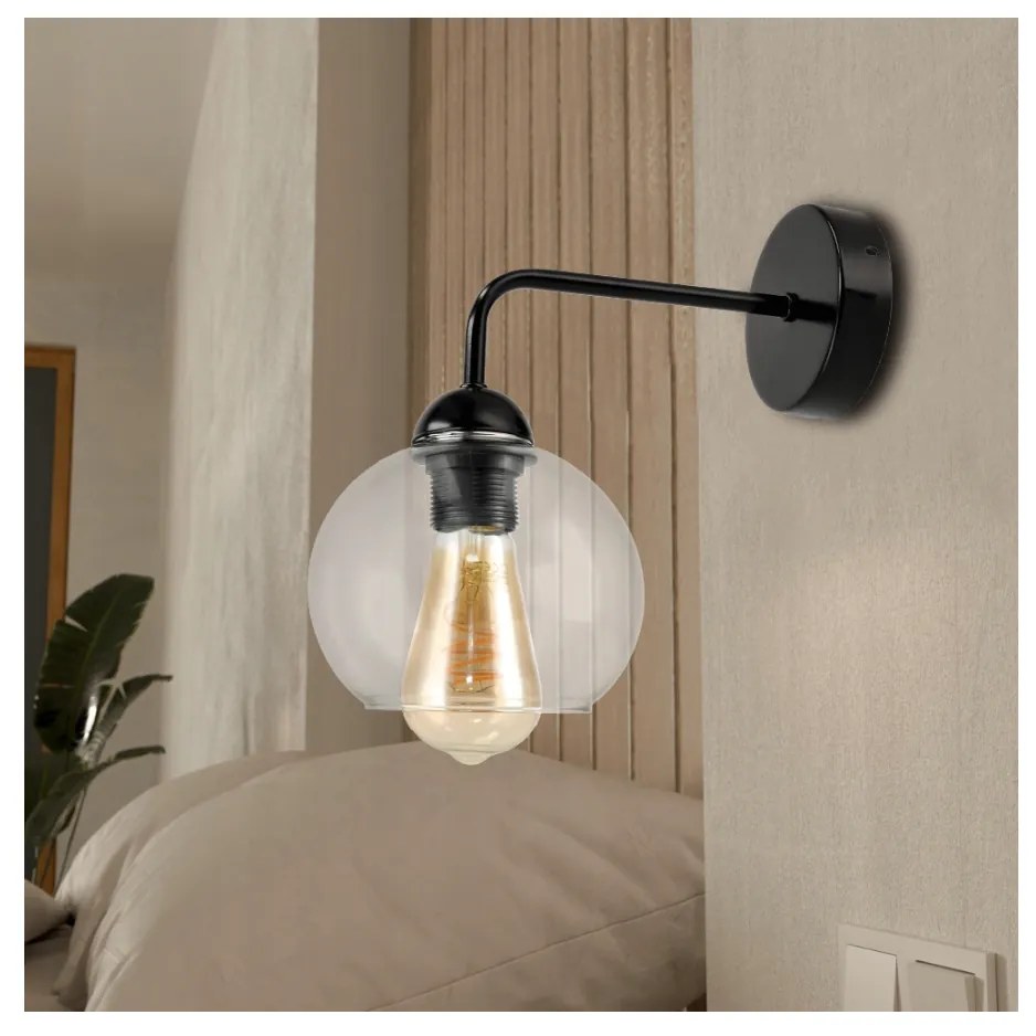 BERGE LOFT LED nástenné stropné svietidlo 1x E27 priehľadná sklenená guľa