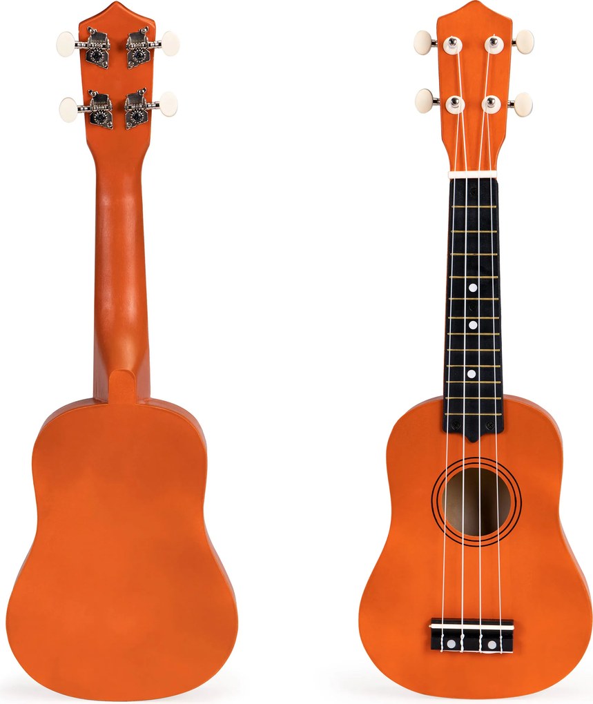 ECOTOYS detské drevené ukulele 4 nylonové struny, 12 pražcov, pre 3+ rokov
