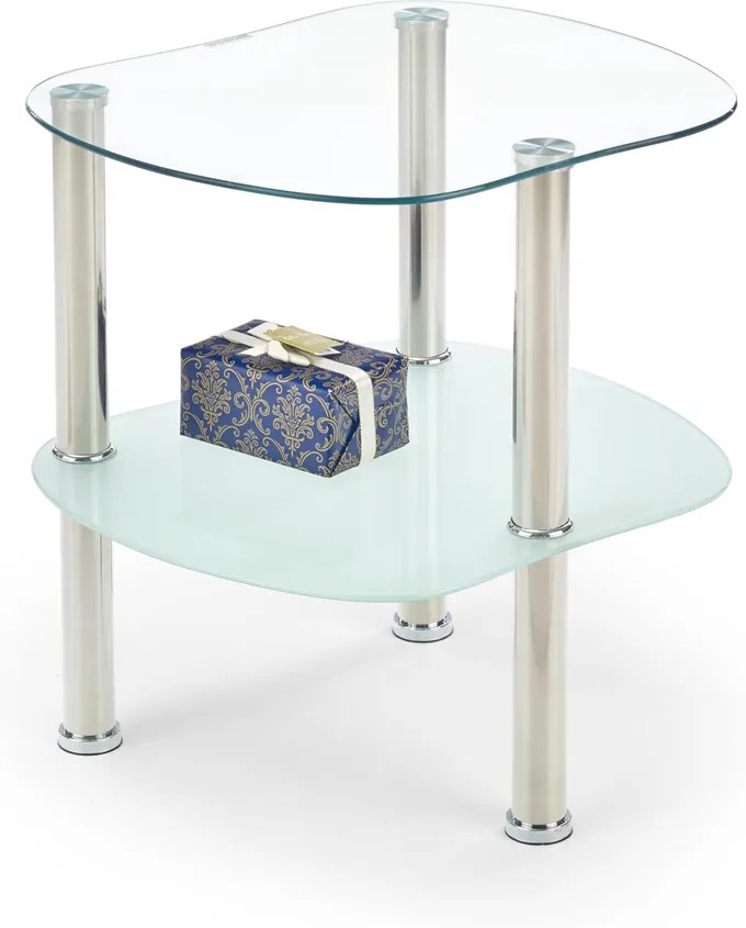 HALMAR Arya sklenený konferenčný stolík mliečna / priehľadná