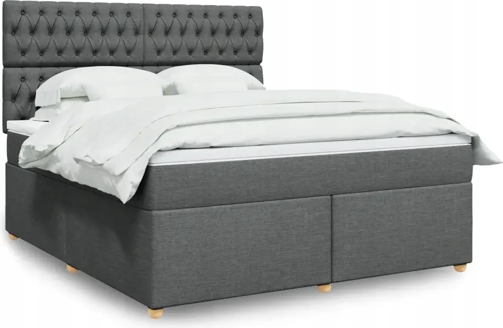 vidaXL Boxspring posteľ s matracom tmavosivá 180x200 cm látka