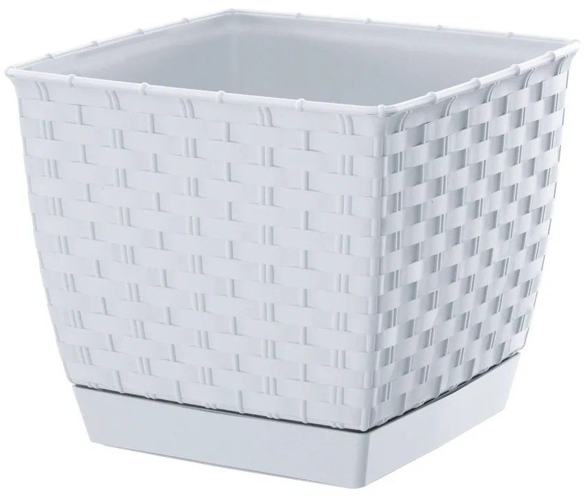 Plastový kvetináč Ratolla Square biela, 19 cm