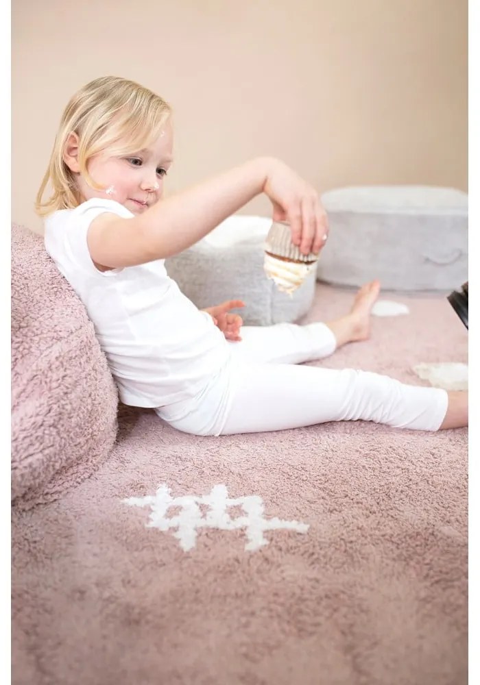 Ružový prateľný ručne tkaný bavlnený detský koberec 140x200 cm Noah – Lorena Canals