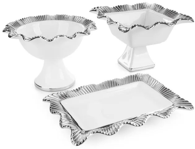 Dekoratívna misa BETSY 02 biela / strieborná