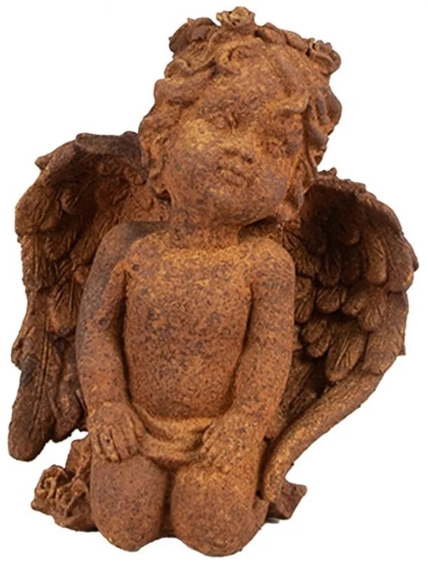 Dekoratívna hrdzavá figúrka anjel kľačiaci - 9*7*11 cm