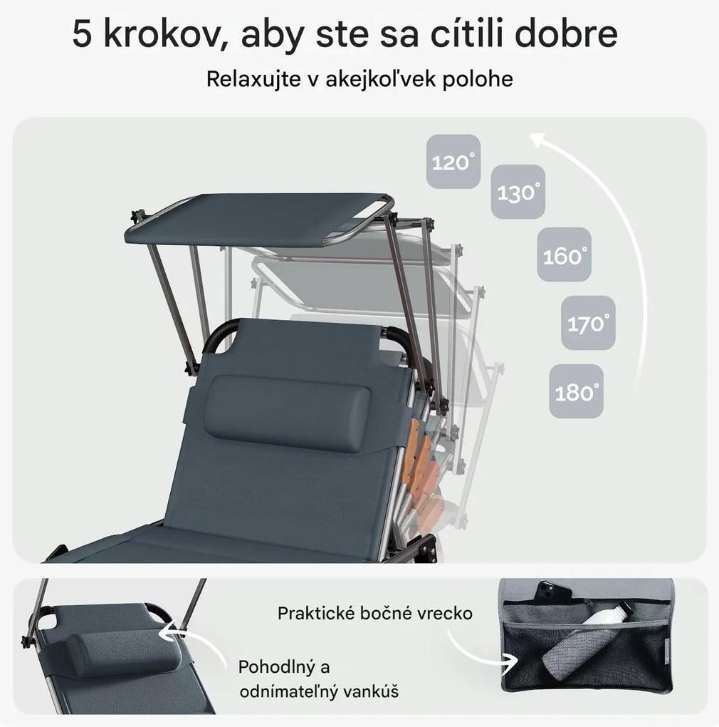 InternetovaZahrada Záhradné lehátko Bari - sivé