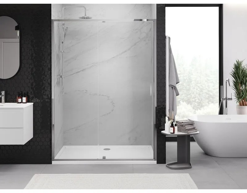 Mexen Exo, 1-krídlové dvere do otvoru 145x200 cm, 6mm číre sklo, chrómový profil, 819-145-000-01-00