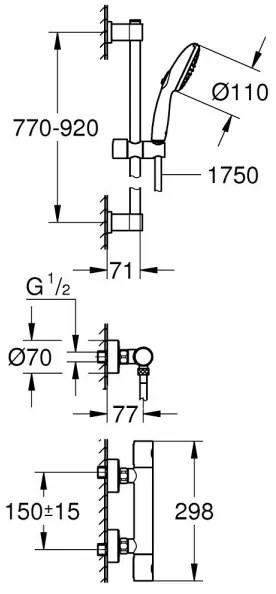 GROHE 34857000 - Termostatická sprchová batéria PRECISION GET 12” lesklý chróm