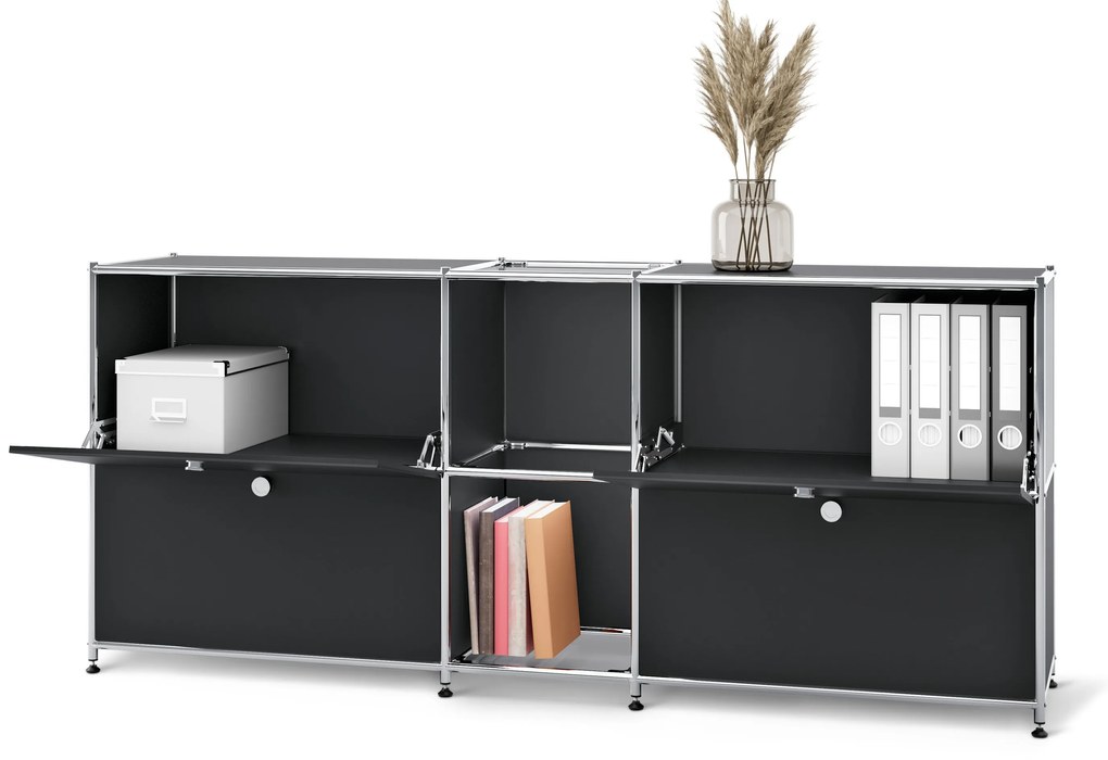 Kovová odkladacia skrinka »CN3« so 4 výklopnými priehradkami, čierna