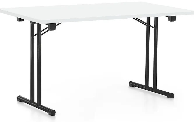 Skladací stôl 140 x 80 cm, čierna podnož, biela