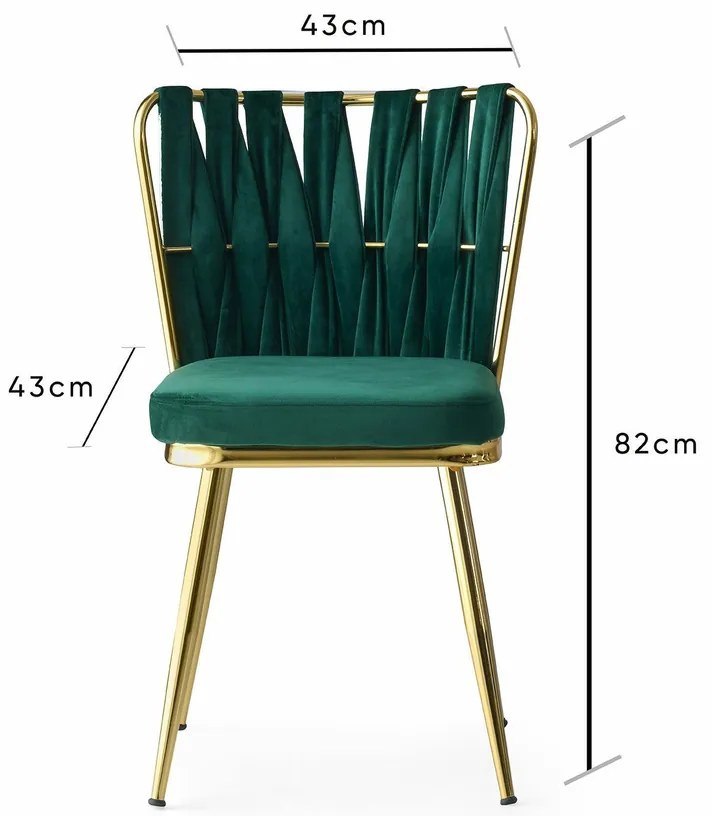 Sada jedálenských stoličiek Kusakli Green andGold, 4 ks, 4 ks