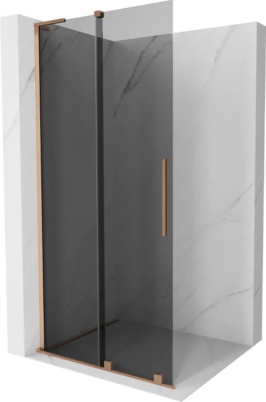 Mexen Velar L, posuvná sprchová zástena Walk-in 100 x 200 cm, 8mm šedé sklo, medená matná, 871-100-003-43-65