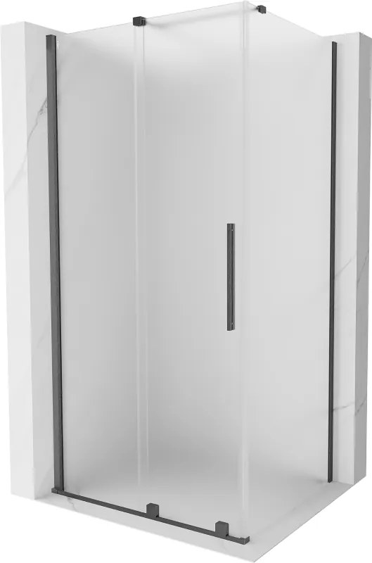 Mexen Velar, sprchový kút s posuvnými dverami 90 x 75 cm, 8mm sklo námraza, grafit brúsený, 871-090-075-31-66