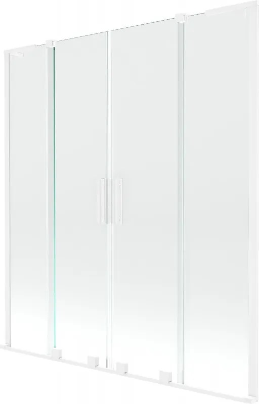 Mexen Velar L Duo, 2-krídlová posuvná vaňová zástena 140 x 150 cm, 8mm číre sklo, biela matná, 896-140-003-02-20