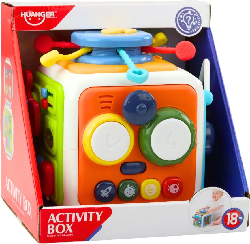 LEAN Toys Interaktívna kocka Vzdelávacia triedička Zmyslové zvuky Farebné