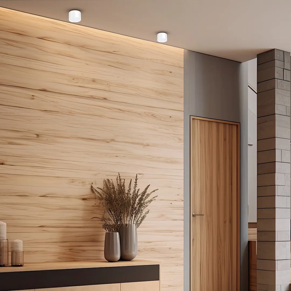 Stropné svietidlo Cyklop, 1x biele kovové tienidlo