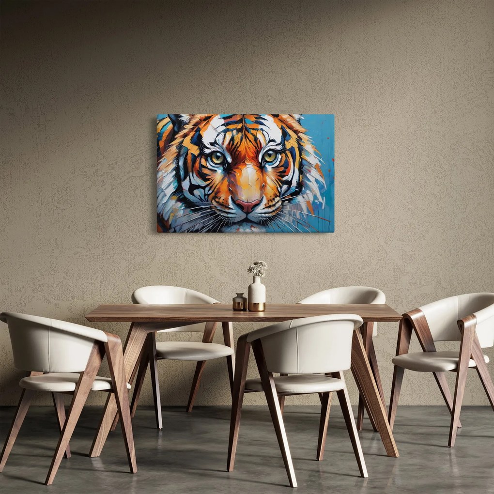 Obraz - Pohľad tigra, maľba (90x60 cm)