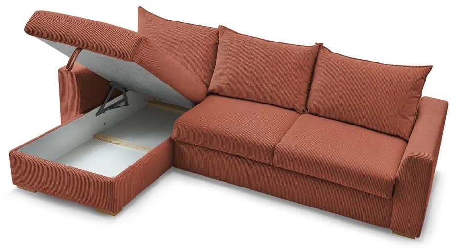 Menčestrová rozkladacia rohová pohovka v tehlovej farbe (variabilná) Augustin – Bobochic Paris