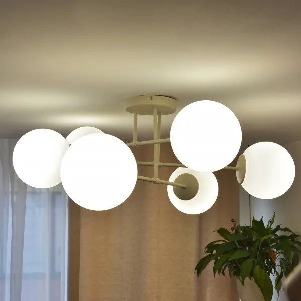 Prisadené stropné svietidlo MOON 6xE27/15W/230V krémové
