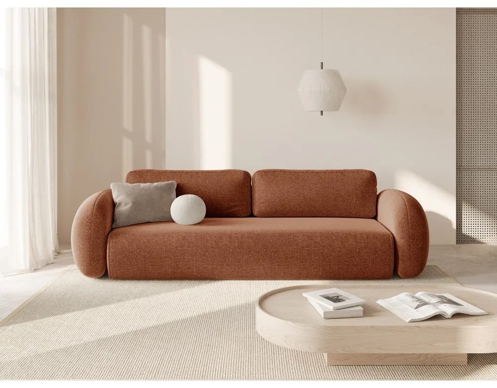 Ženilková rozkladacia/s úložným priestorom pohovka v tehlovej farbe 262 cm Tonale – Cosmopolitan Design