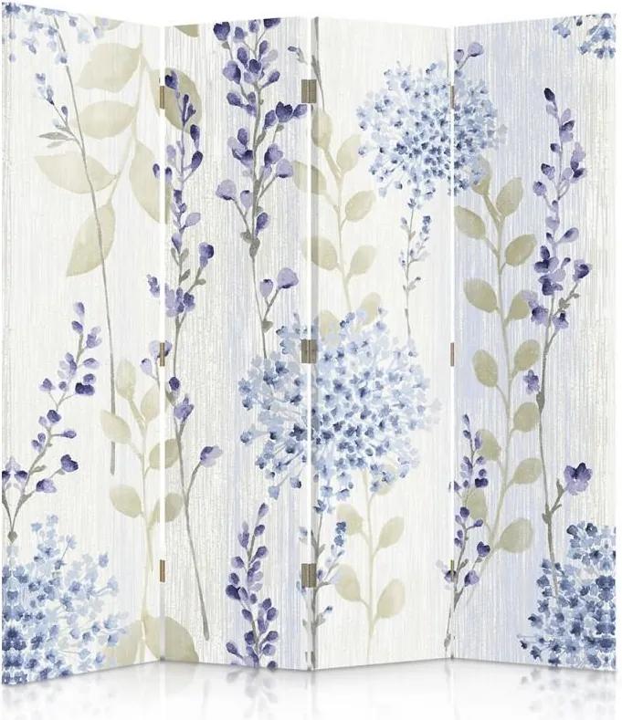 CARO Paraván - Floral Pattern 2 | štvordielny | obojstranný 145x150 cm