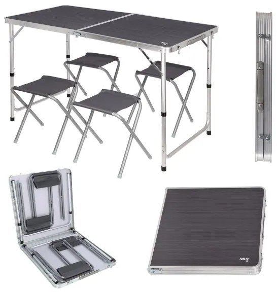 Sada skladacieho kempingového stola a stoličiek NILS Camp NC1633