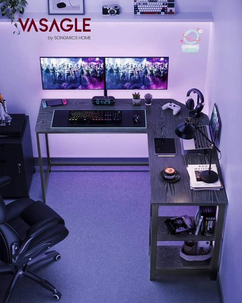 Rohový písací stôl VASAGLE OLIVERRE čierny