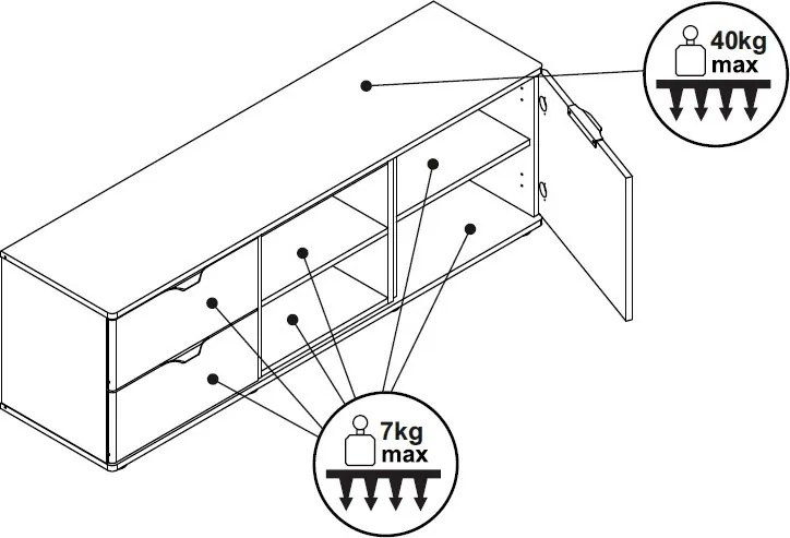 TV skrinka so zásuvkami Avola, 140 cm, béžová kašmír/dub cremona
