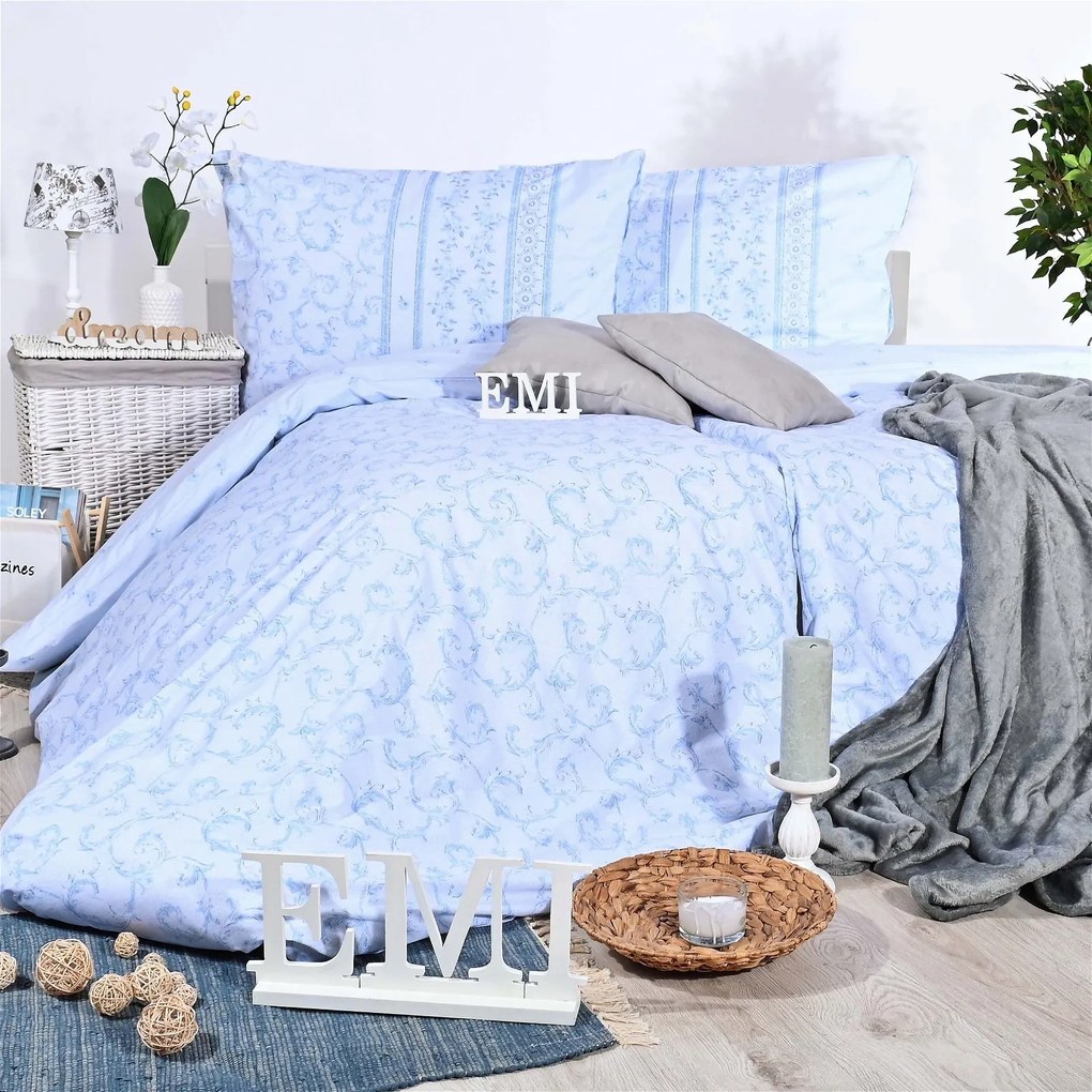 Obliečky bavlnené Ivy modré EMI: Štandardný set jednolôžko obsahuje 1x 140x200 + 1x 70x90