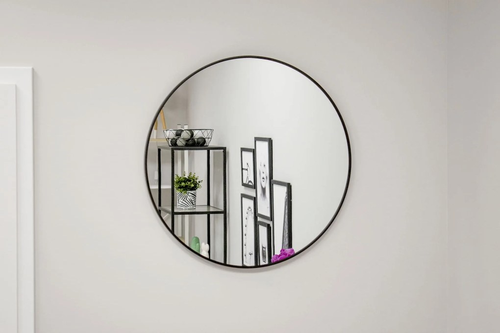 Dekorstudio Okrúhle zrkadlo s čiernym kovovým rámom 80 cm