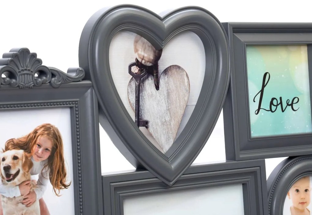 Fotorámik CORAZON 5 fotografií sivý