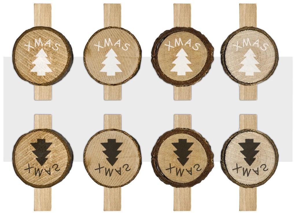 Sada 8 ks vánočních kolíčků Deleon hnědá