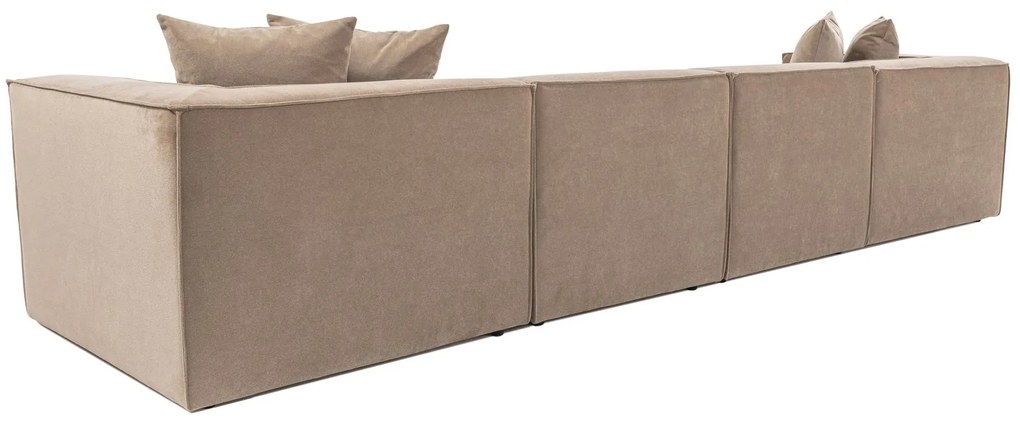 Rohová pohovka Sora s rámom zo 100% hrabového dreva 430 x 102 cm, pravá, kapučínová