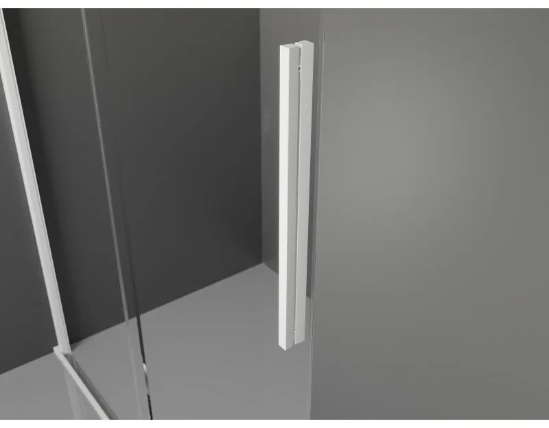 Mexen Velar, posuvné dvere do otvoru 130x200 cm, 8mm číre sklo, biely profil, 871-130-000-01-20