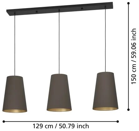 Eglo 390196 - Luster na lanku PETROSA 3xE27/40W/230V hnedá