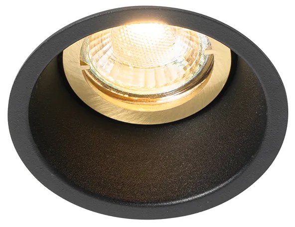 Sada 6 moderných zapustených bodových svetiel čierna so zlatou farbou, otočné a naklápacie - Alloy