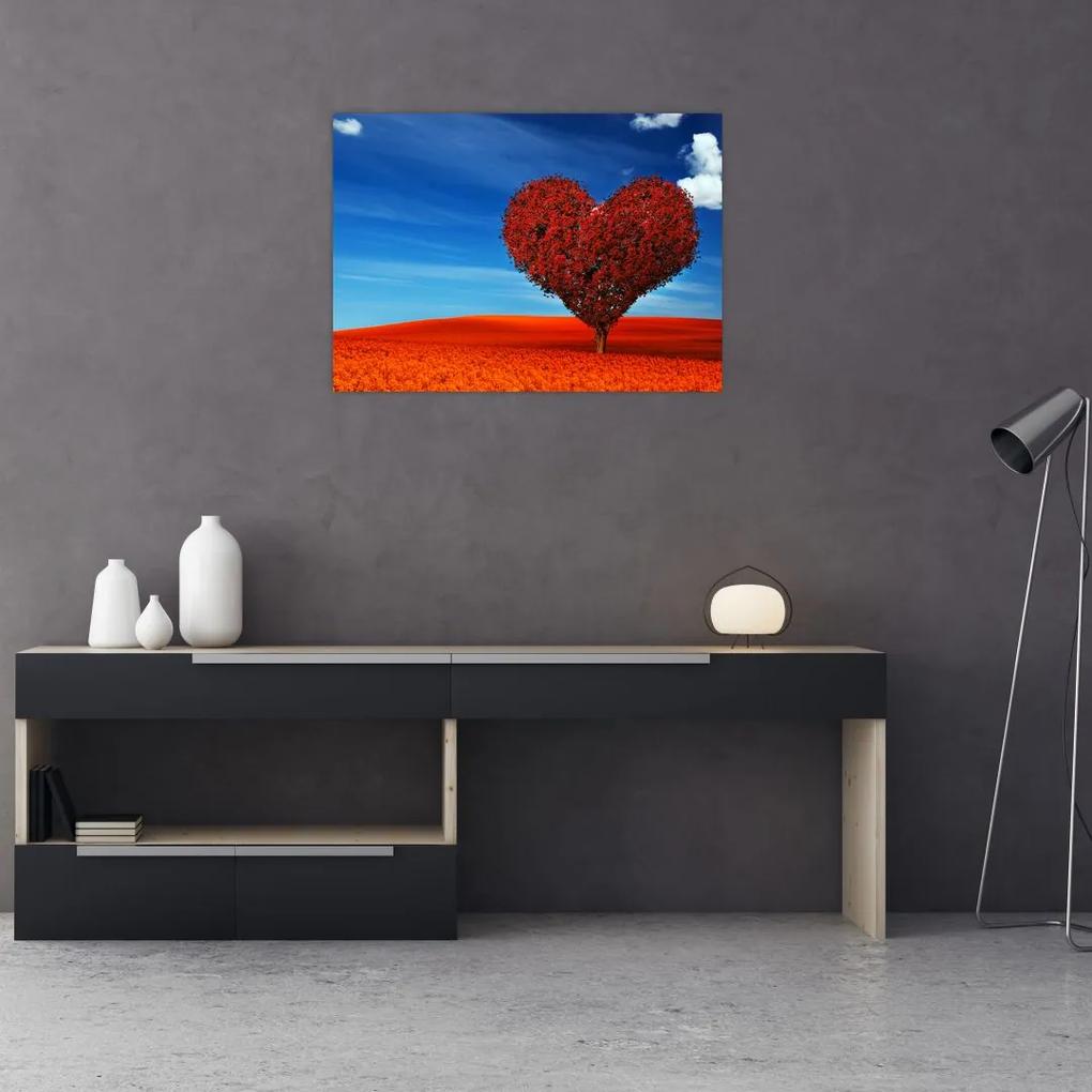 Sklenený obraz - Srdce zo stromu (70x50 cm)