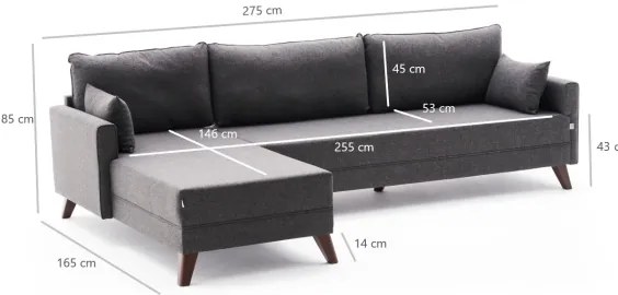 Rohová sedacia súprava do L RIGA antracit ľavá