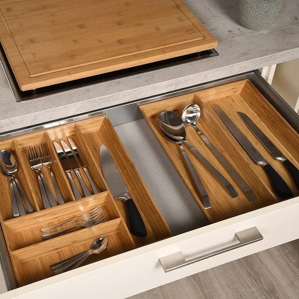 Kesper Organizér do zásuvky, príborník + na kuchynské náradie bambusový KESP 70 x 43 cm (SADA)