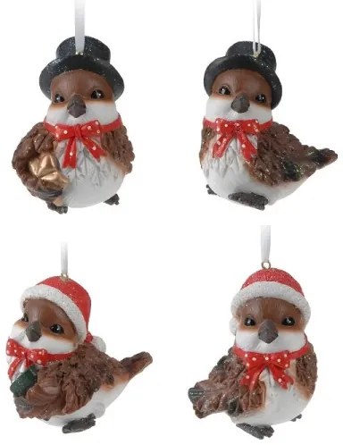 Set závesných vianočný vtáčikov 7,5 cm