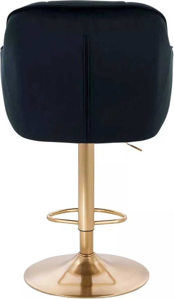 LuxuryForm DESIGN Barová stolička AVOLA VELUR na zlatom tanieri - čierna