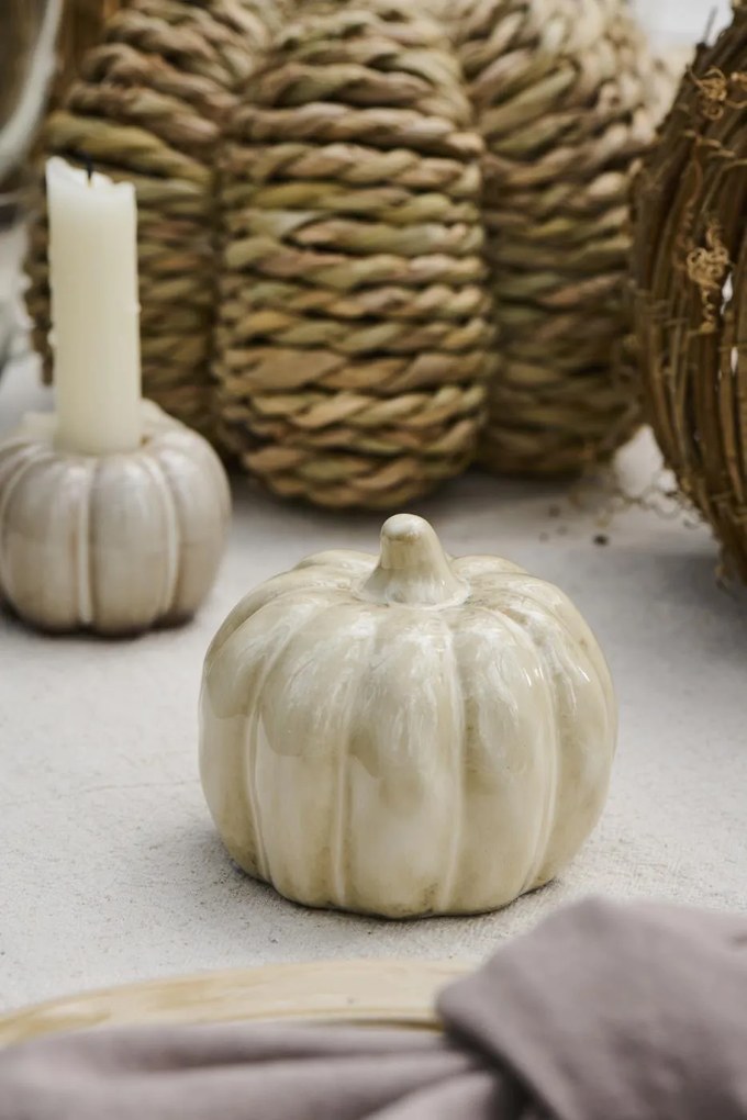 IB Laursen Keramická dekorácia tekvica PUMPKIN STANDING Ø10 cm krémová