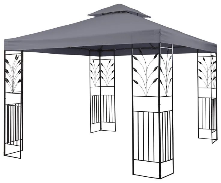 Odeon Grey, záhradný altánok, 3 x 3 m, oceľ, polyester, tmavošedý