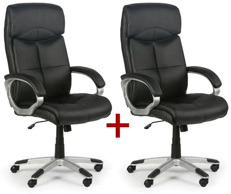 Kožené kancelárske kreslo FOSTER 1+1 ZADARMO, čierna