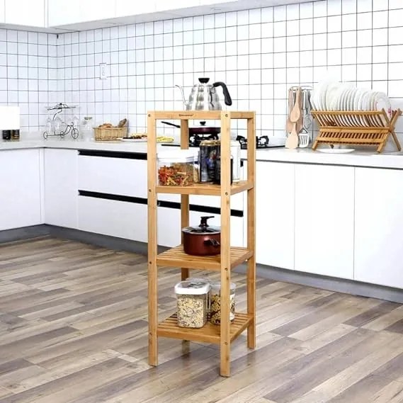 Bambusový koupelnový regál Slander přírodní hnědá