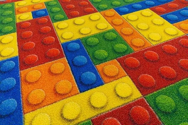 Detský koberec kocky lego viacfarebný kruh