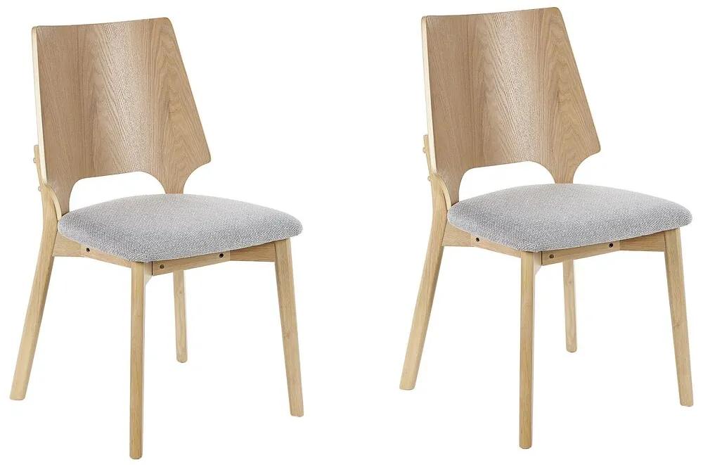 Sada 2 jedálenských stoličiek svetlé drevo/sivá ABEE Beliani