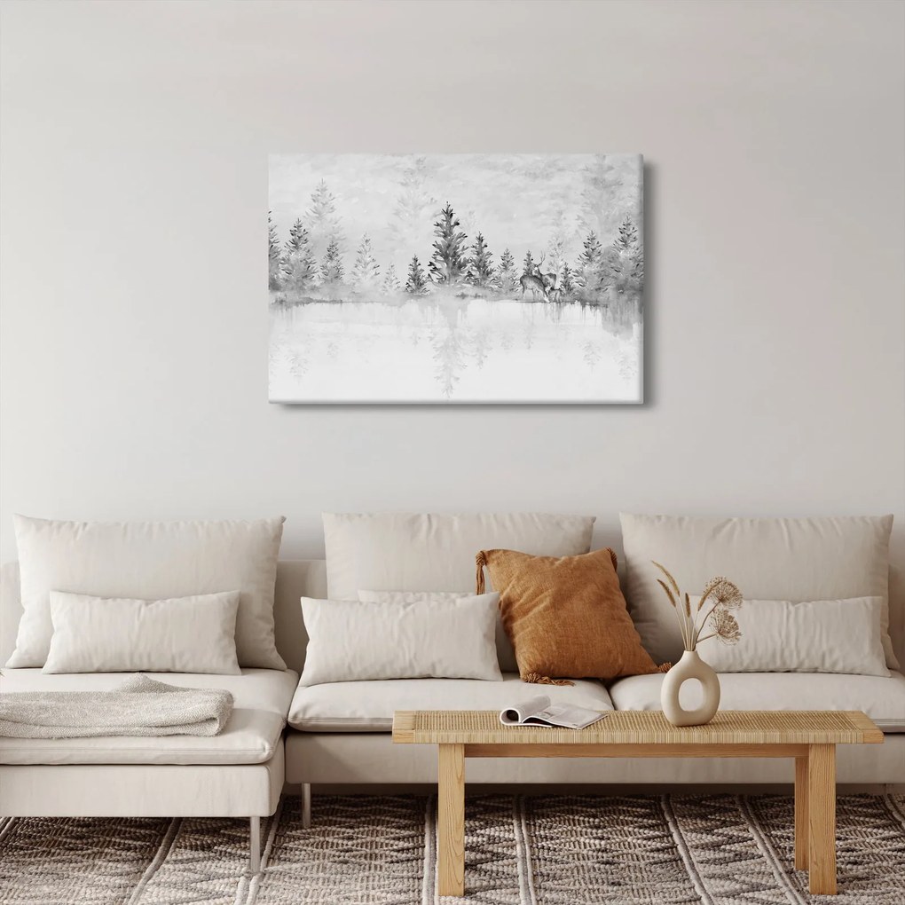 Obraz - Jelene pri jazere (90x60 cm)