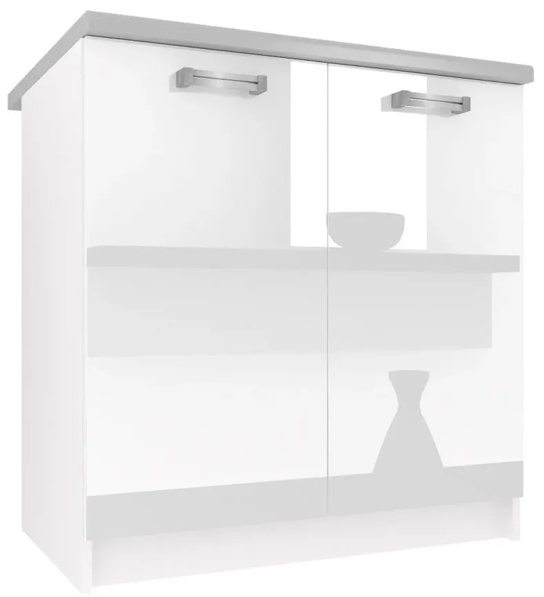 Kuchynská skrinka Belini spodná 80 cm biely lesk s pracovnou doskou INF SD80/0/WT/W/0/D